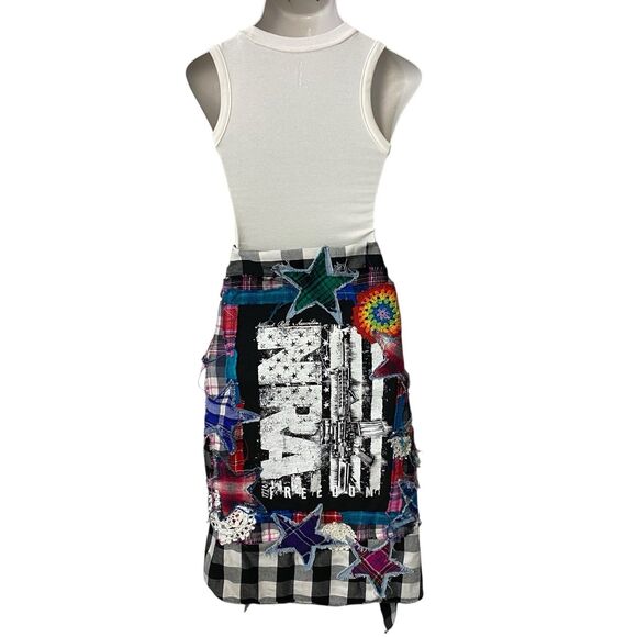 Upcycled Flannel Shirt Shacket Womens 3X NRA Patriot Grunge Patchwork Folk Art - Picture 12 of 16